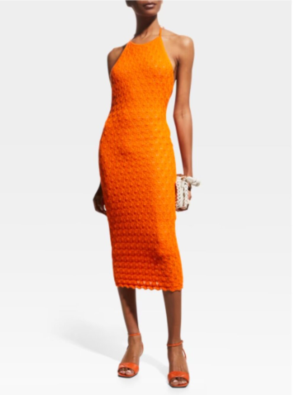 Alice + Olivia Jone Pointelle Knit Halter Midi M